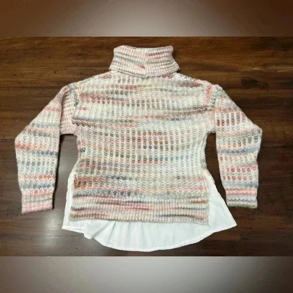 Hem & Thread Sweater Size Small Turtleneck Pastel Boutique Chunky Knit Soft NWT - Picture 14 of 15